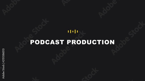 Podcast production motion title card with animated audio waveform for digital media and broadcasting animation 4k