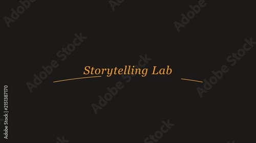 Storytelling lab title card animation with minimalist typography for creative projects and media production 4k