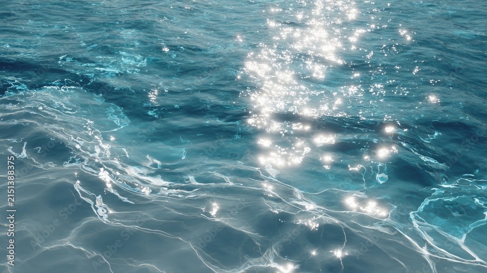 Fototapeta premium Sunlit water ripple patterns captured from above. Artificial intelligence image