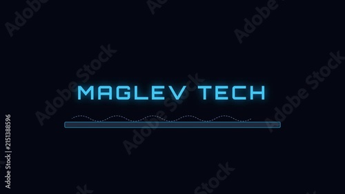 Maglev tech futuristic concept animation with glowing neon typography and magnetic wave motion 4k magnetic levitation