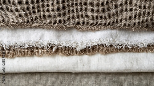 Natural Fabric Texture with Fringed Edges - Organic Textiles Background