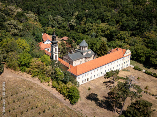 Aerial View of Novo Hopovo Monastery on Fruska Gora, Serbia