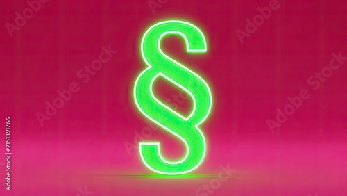 Neon green paragraph symbol glows against a vivid pink backdrop, simple and striking