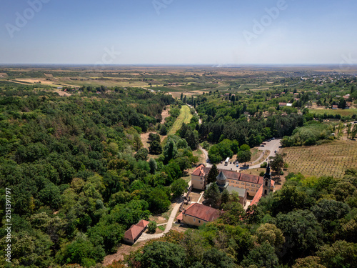 Aerial View of Novo Hopovo Monastery on Fruska Gora, Serbia