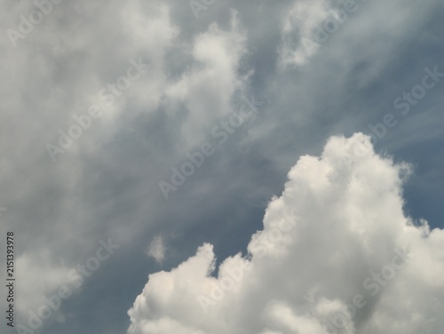Quadro su tela dramatic white cotton, overcast soft horizon, grey atmospheric backdrop, fluffy