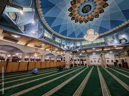 Fotografie Interior View of Al Jihad Mosque Dome and Prayer Hall in Medan Indonesia