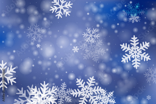 Chaotic heavy snowflakes backdrop. Snowfall dust ice granules. Snowfall weather white blue wallpaper. Little snowflakes february texture. Snow nature scenery.