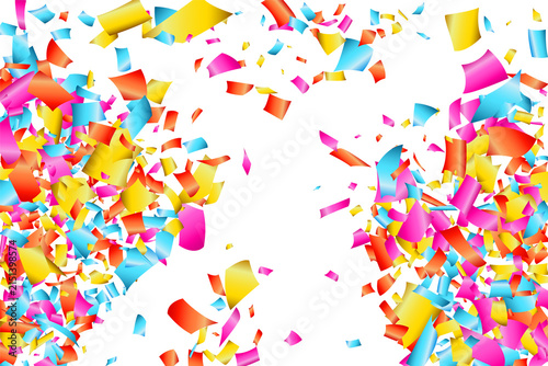 Cuadro en lienzo Colorful shining confetti flying New Year holiday card background