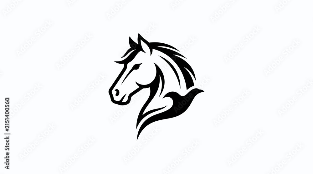 Fototapeta premium Minimalist black horse head profile vector logo.