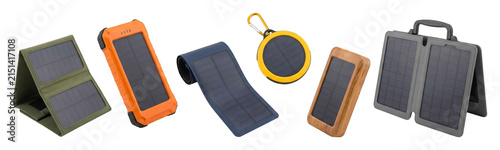 Portable solar chargers and power banks in a variety of modern designs, including rugged, foldable, and compact models for off-grid sustainable energy