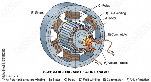 Schematic diagram of a DC dynamo