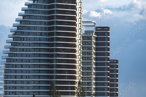 Modern high-rise skyscraper buildings architecture in Limassol, Cyprus