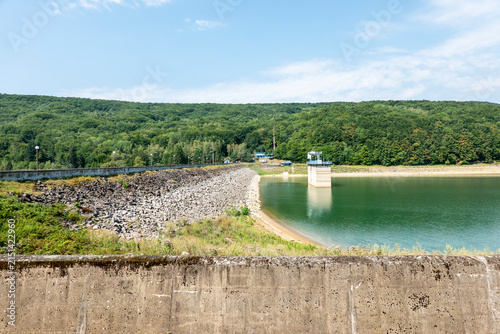 Bild auf Leinwand View of the Domaša reservoir from a dam in Slovakia with low water levels