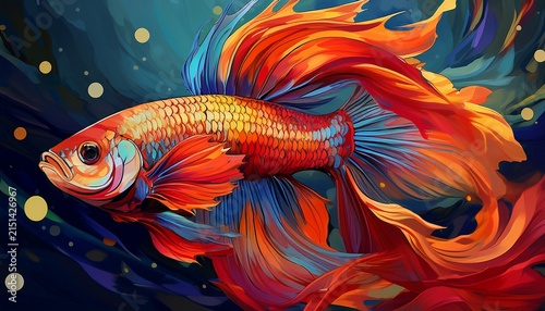 vibrant orange red betta fish