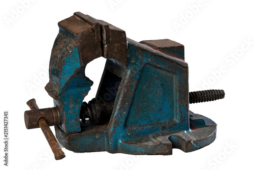 Fotografía vintage cast-iron bench vise / mechanical press (used)
