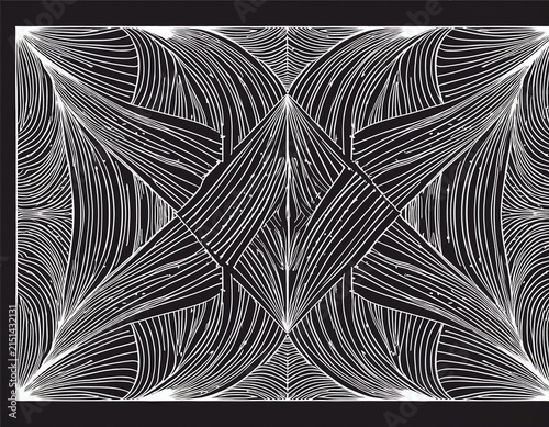 contemporary white ethnic lines scarf pattern on black