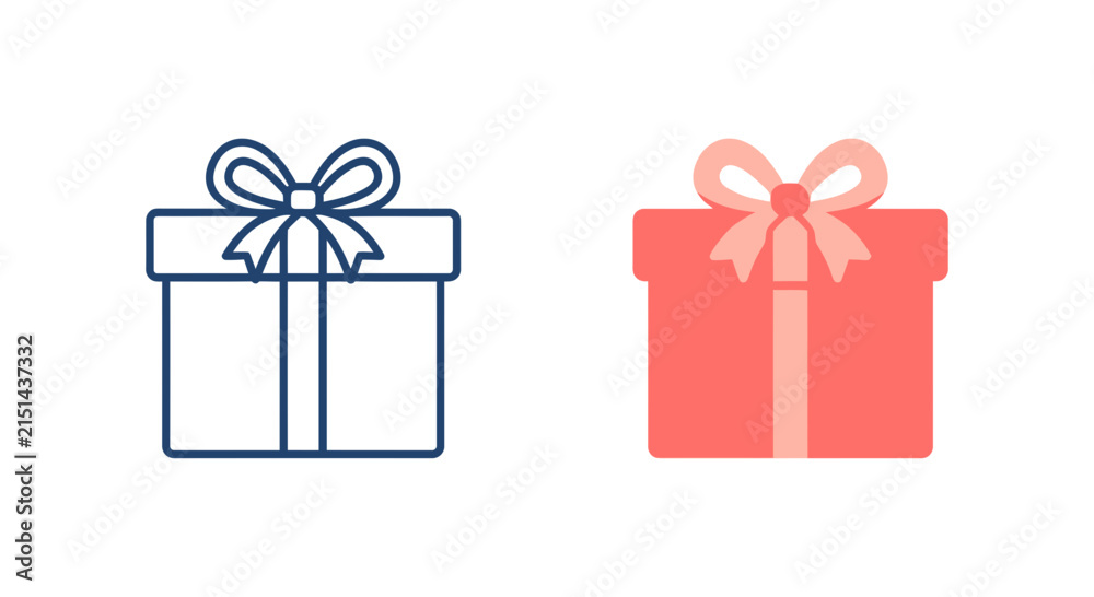 Fototapeta premium Two gift boxes one outlined and one solid presented as a silhouette