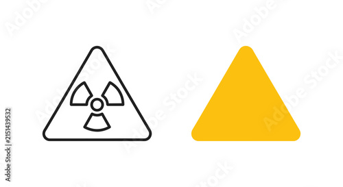 Bild auf Leinwand Radiation warning sign and solid triangle flat vector silhouette hazard