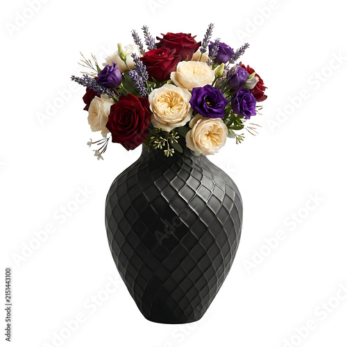 Elegant Mixed Flower Bouquet in Decorative Black Textured Vase