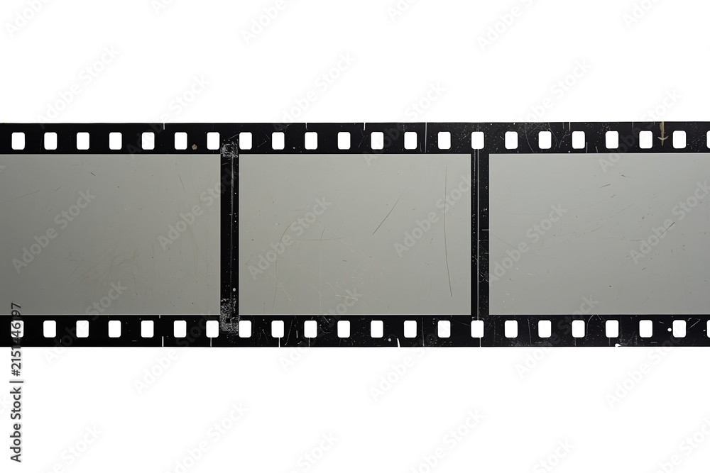 Fototapeta premium Black blank photographic film strip with three frames