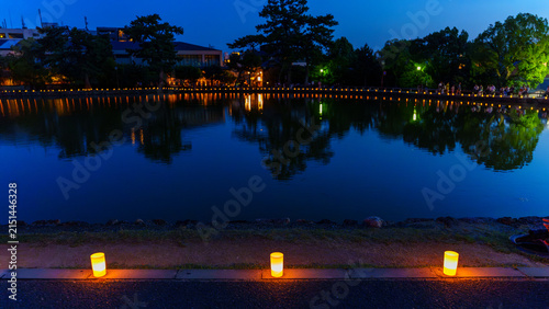 なら燈花会、猿沢池の夜景