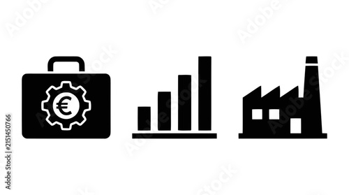 Vector illustration of business and industry icon set on a transparent background