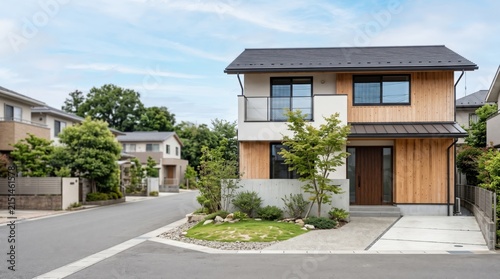住宅街に建つ和モダンな二階建て住宅