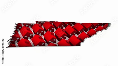 Tennessee TN State Map Homes Houses Construction New Neighborhoods Suburbs 3d Animation