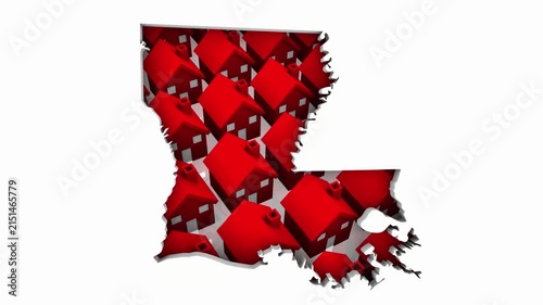 Louisiana LA State Map Homes Houses Construction New Neighborhoods Suburbs 3d Animation