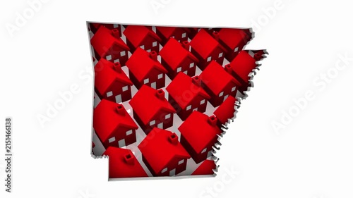 Arkansas AR State Map Homes Houses Construction New Neighborhoods Suburbs 3d Animation