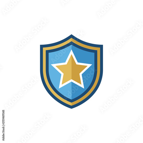Blue shield icon featuring a central gold star.