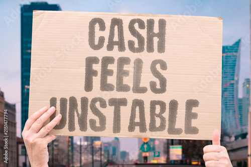 Quadro su tela "Cash feels unstable" Foreign currency in hand seems less real than the amount suggests