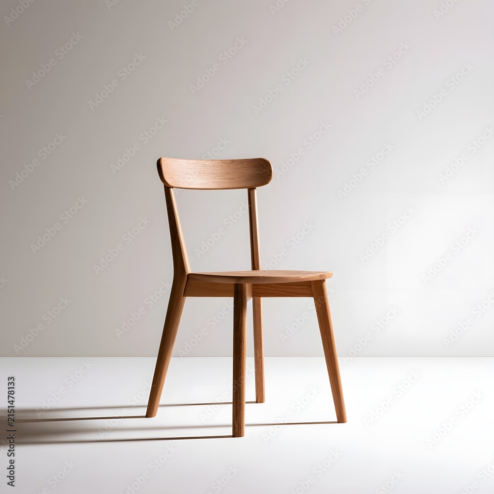Fototapeta premium Minimal wooden chair on white