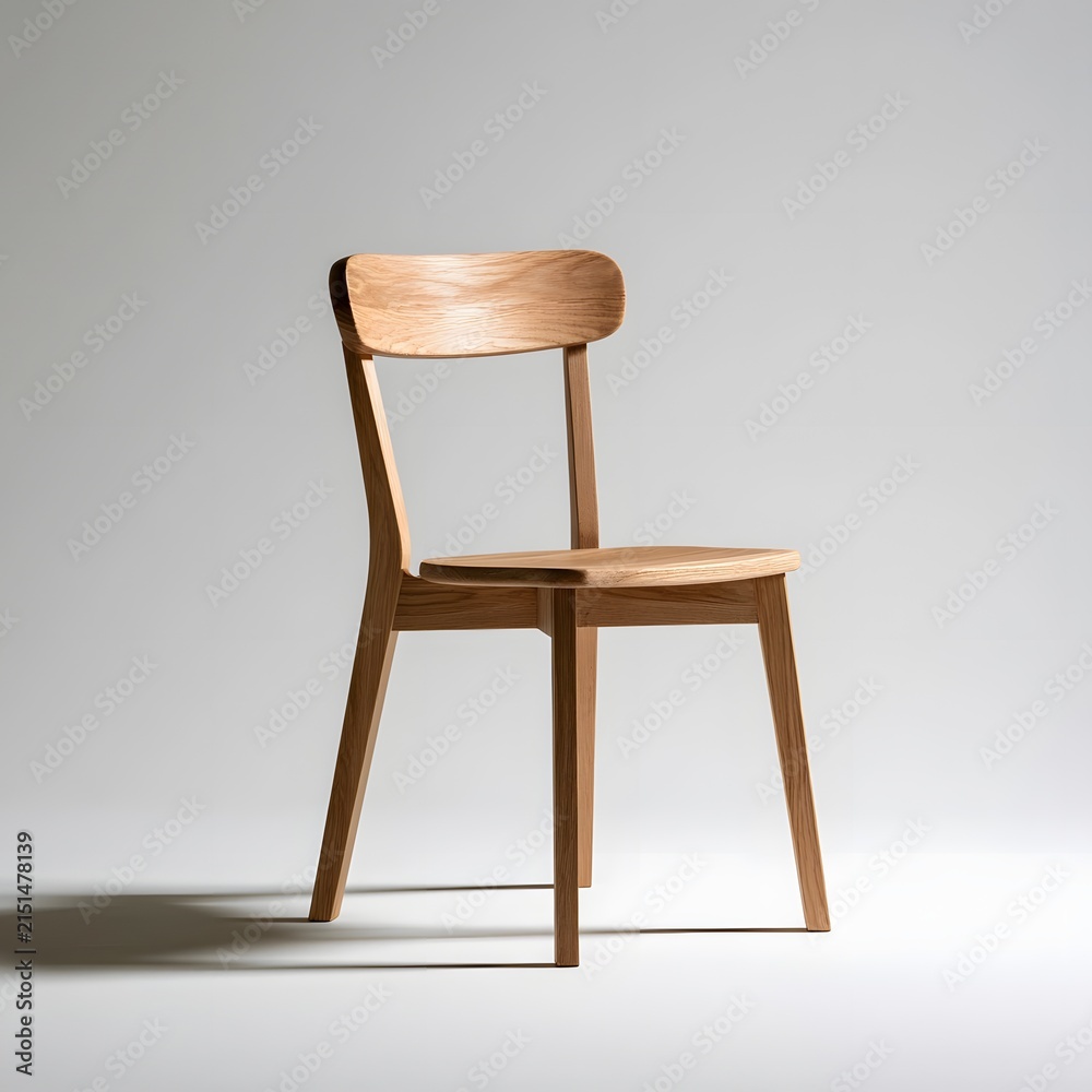 Fototapeta premium Minimal wooden chair on white