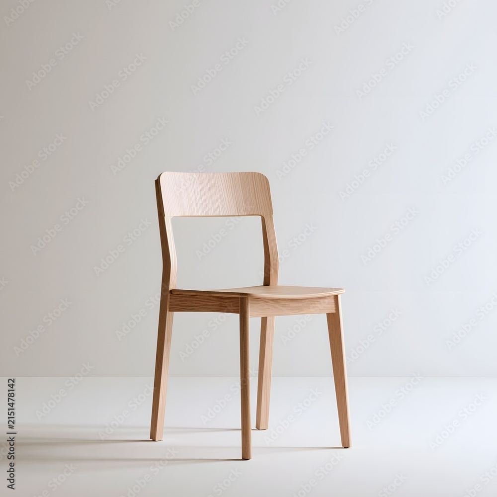 Fototapeta premium Minimal wooden chair on white
