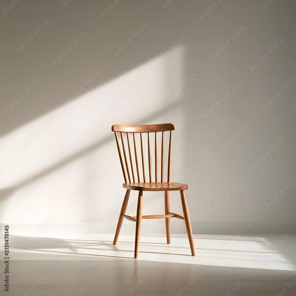 Fototapeta premium Minimal wooden chair on white