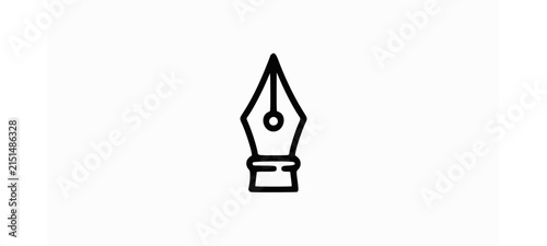 Fountain pen nib icon isolated on white background. Black line vector outline symbol for design tool and graphic editing.
