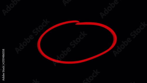 Hand drawn red circle animation, scribble highlight overlay for editing and presentation hand-drawn with alpha channel 4K 