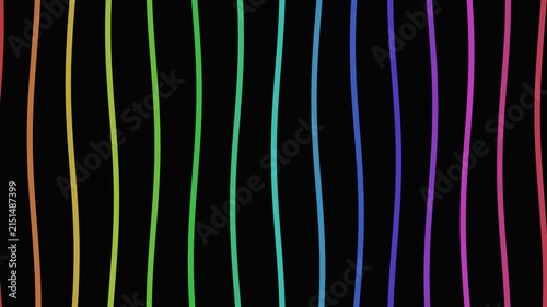 Vibrant rainbow vertical wavy lines with hand drawn marker texture on black background
