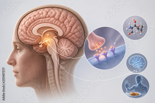 Brain satiety signaling reduces appetite scientific illustration