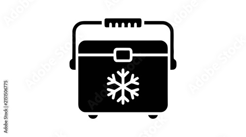 Vector illustration of cooler box icon with snowflake symbol on a transparent background
