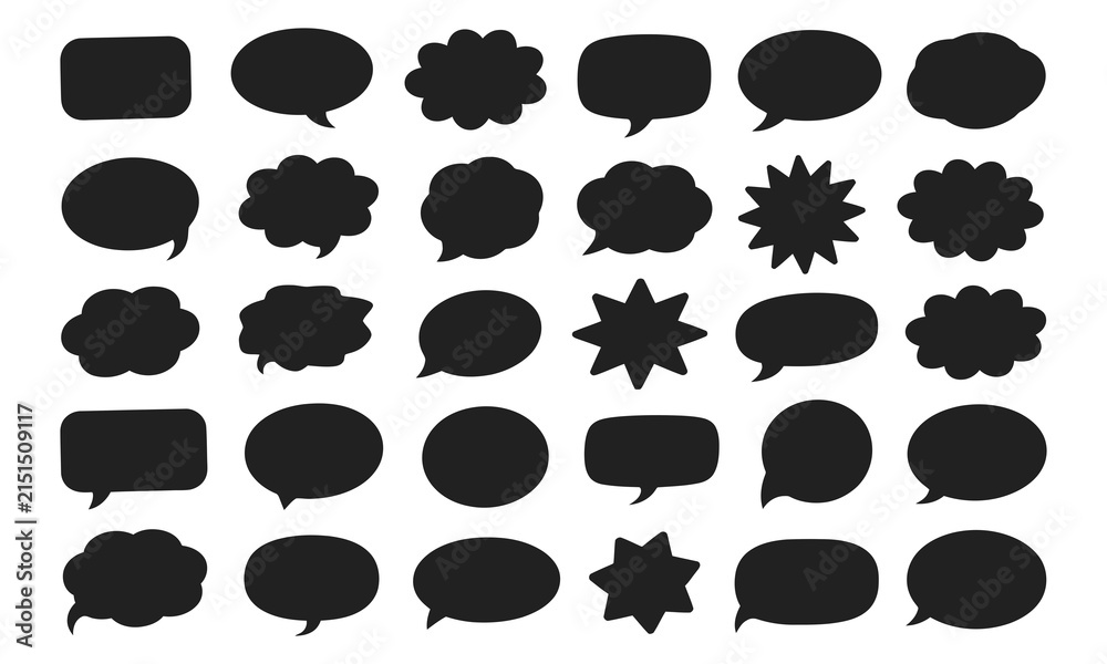 Fototapeta premium Red fluffy cloud label shapes set, squishy speech bubbles, wavy sticker badges and promo text boxes vector illustration