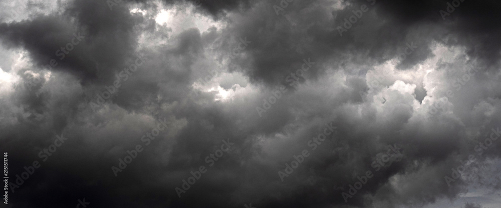 Fotografie Banner Dramatic dark storm clouds black sky background