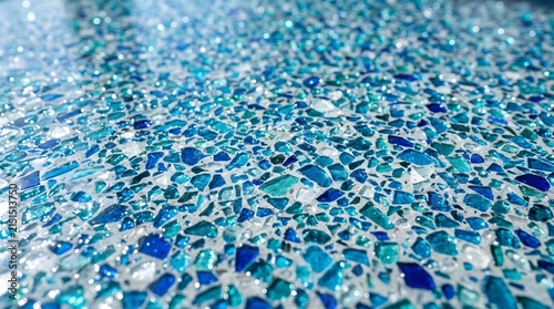Recycled glass terrazzo sparkling in ocean blue tones