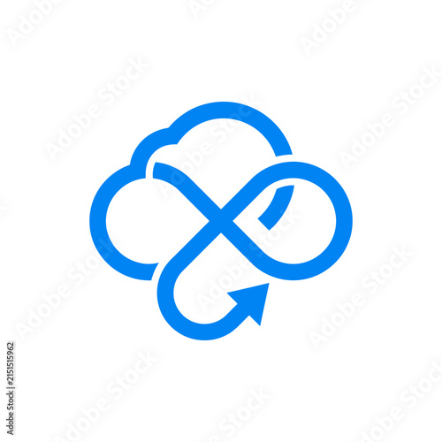 A blue cloud icon with an infinity loop and arrow symbol