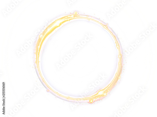 Golden liquid ring with subtle bubbles during a clean studio shoot isolated on transparent background