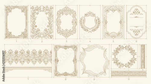 Ornate Decorative Frames and Borders - Vintage Design Elements Collection