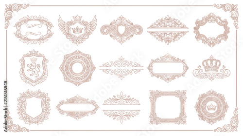 Ornate Frames and Emblems - Vintage Decorative Elements, Isolated