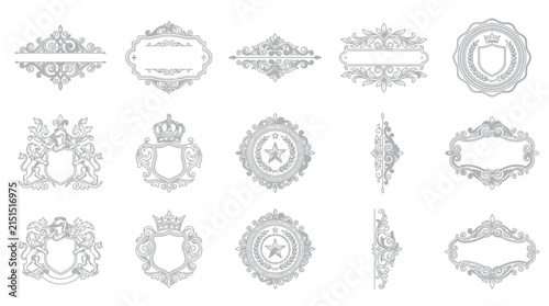 Ornate Vintage Crests and Frames - Isolated Emblems on Transparent Background