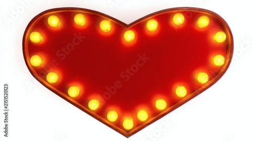 Bright Heart Shaped Light Sign with Glowing Bulbs for Decoration